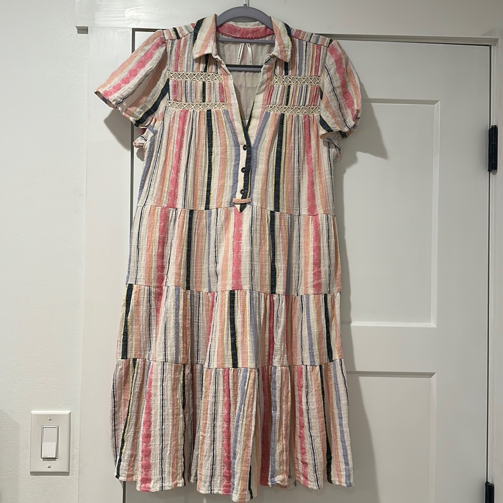 Anthropologie Georgina Tiered Boho Shirt Dress